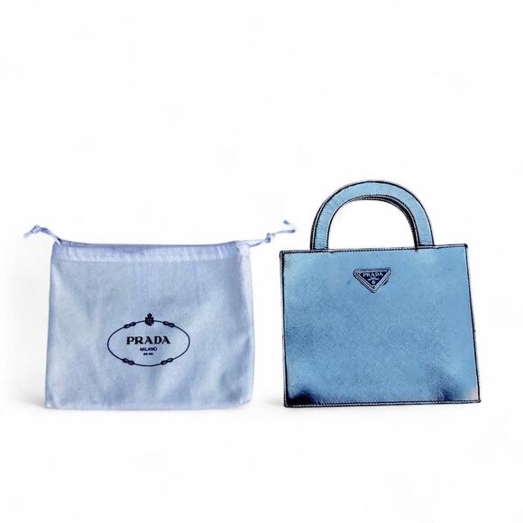 Vintage 90s Prada Metallic Silver Purse - Picture 6 of 8